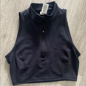 Oner Active Black Sleeveless crop Zip Top